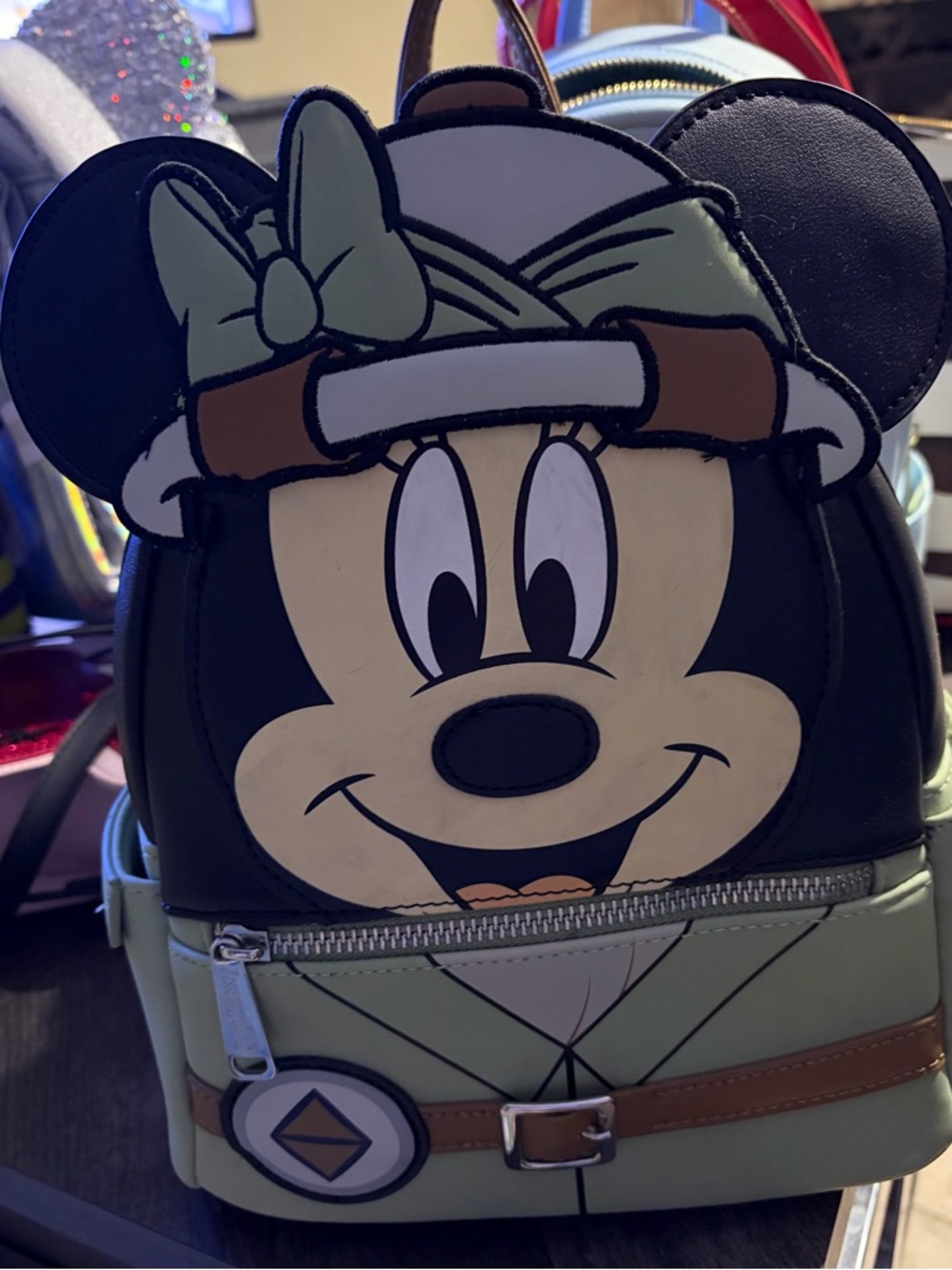 Loungefly Minnie Mouse Green and Black Mini Backpack